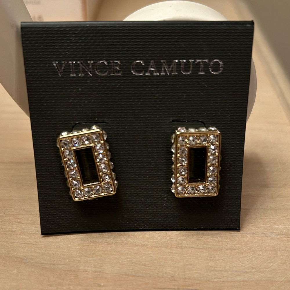 Vince Camuto Gold and Rhinestone Geometric Earrings